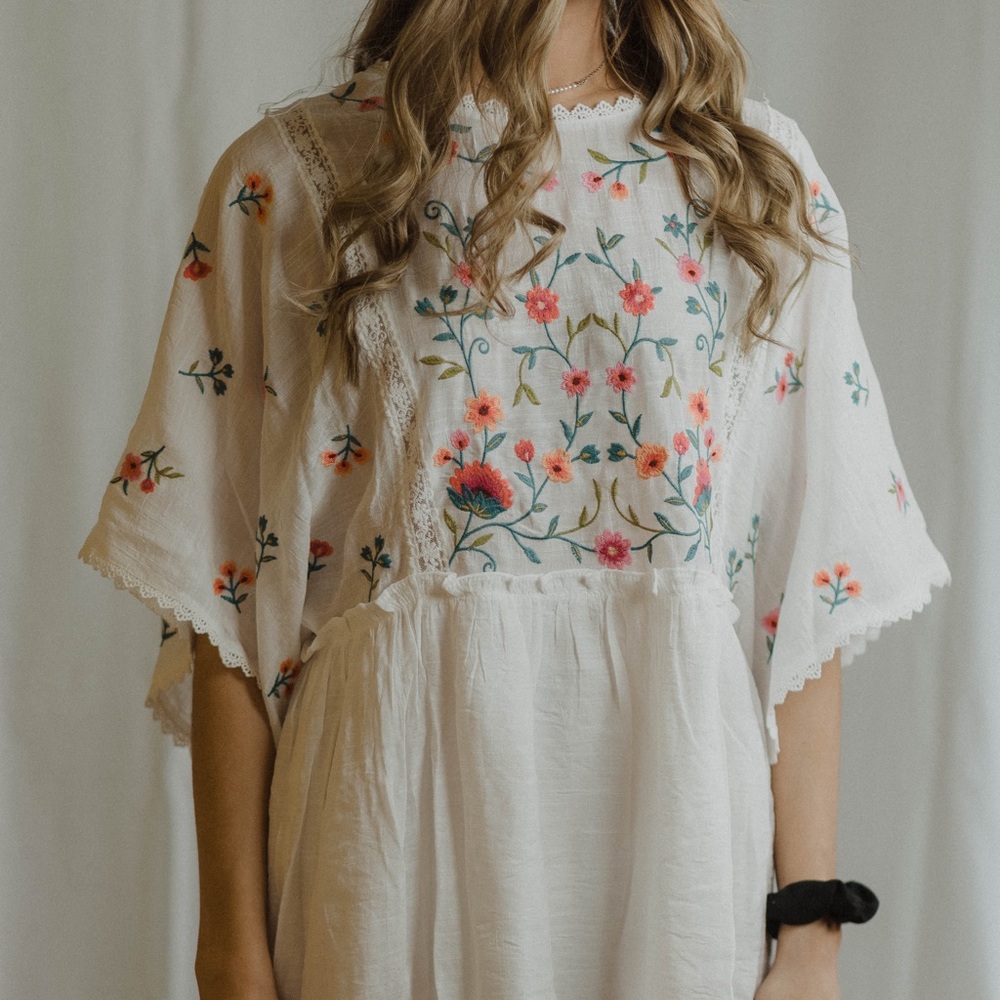 Babydoll Floral Embroidered Dress